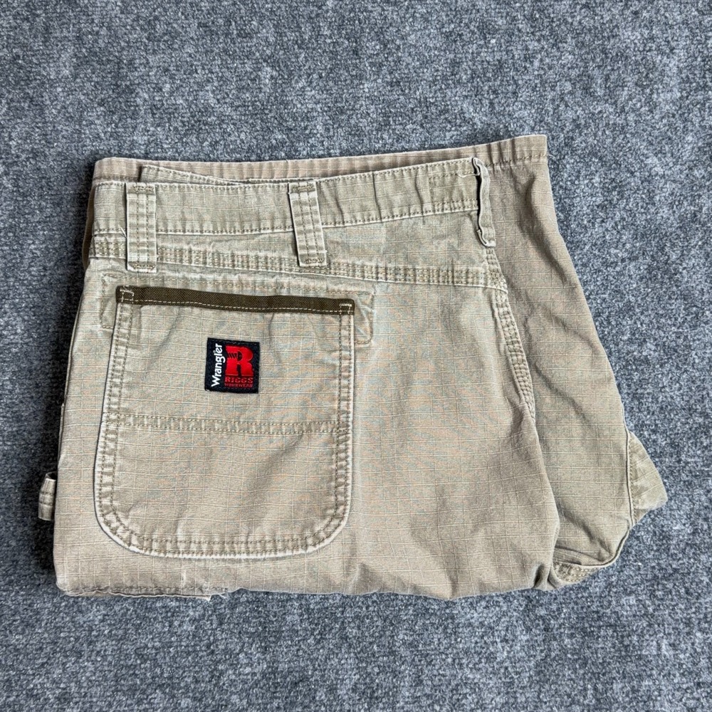 Wrangler Riggs Mens Cargo Shorts 42 Workwear Ranger Khaki Tan Ripstop Carpenter